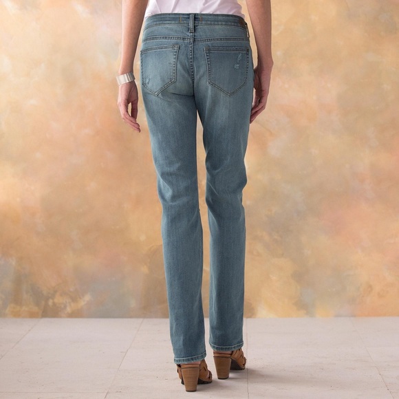 Sundance Magnolia Lace Straight Leg Mid Rise Boho Jeans - Picture 3 of 11